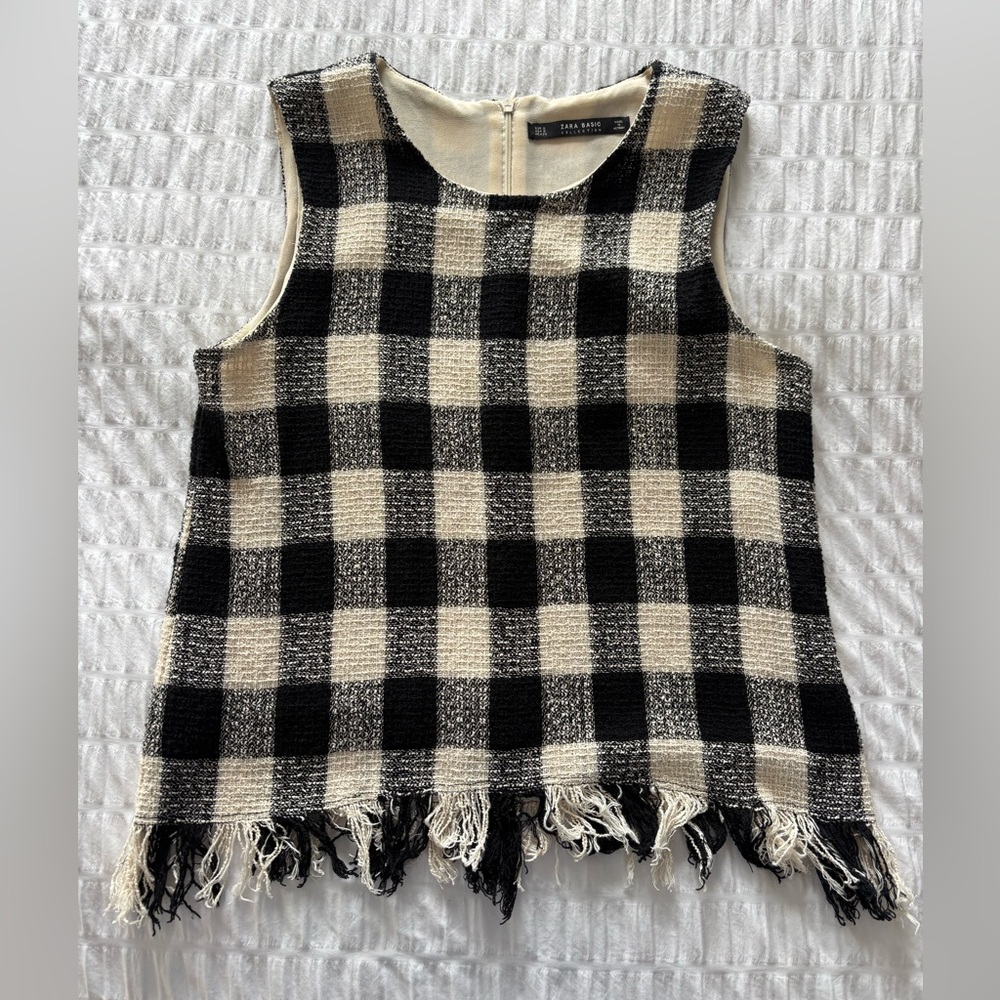 Zara Basic Collection Tweed Checked Top - image 1